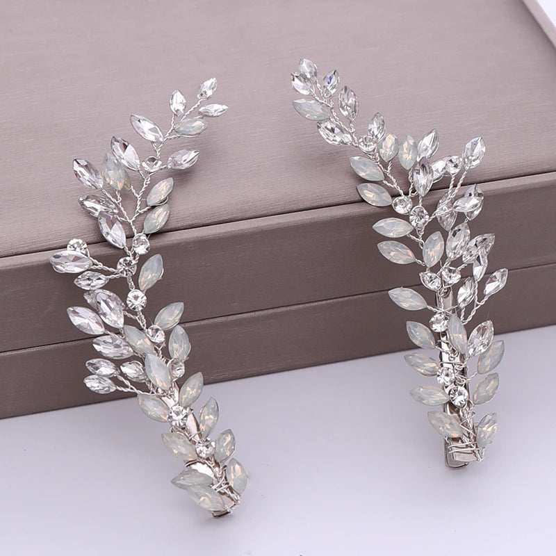 2 Pc Rhinestone Opal Hair Clips